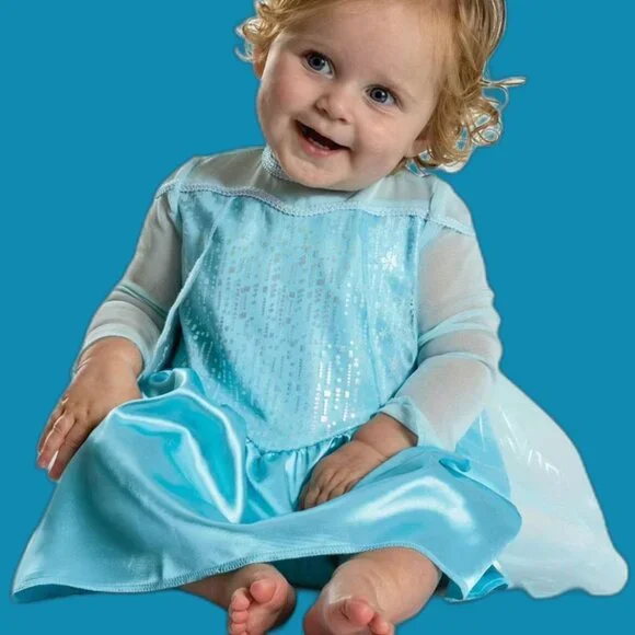 DISNEY PRINCESS FROZEN ELSA Fancy Dress Costume BABY GIRL SIZE 12-18 MONTHS NEW - Picture 2 of 9